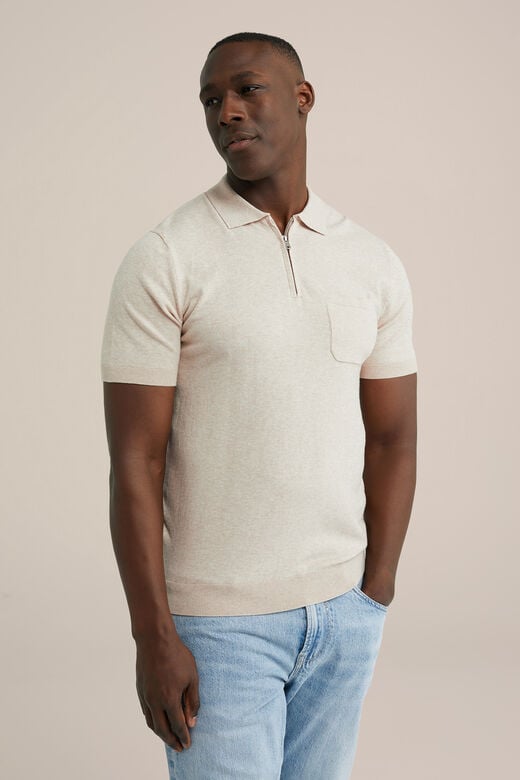 We Fashion Polo Van Katoenmix Beige
