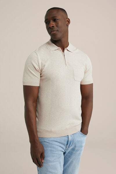 We Fashion Polo Van Katoenmix Beige
