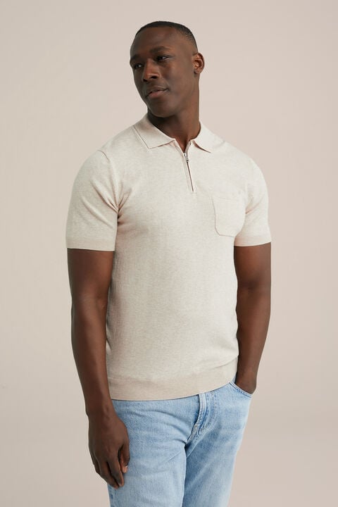 We Fashion Polo Van Katoenmix Beige