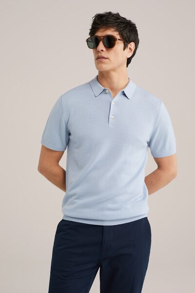 We Fashion Polo Van Merinowol IJsblauw