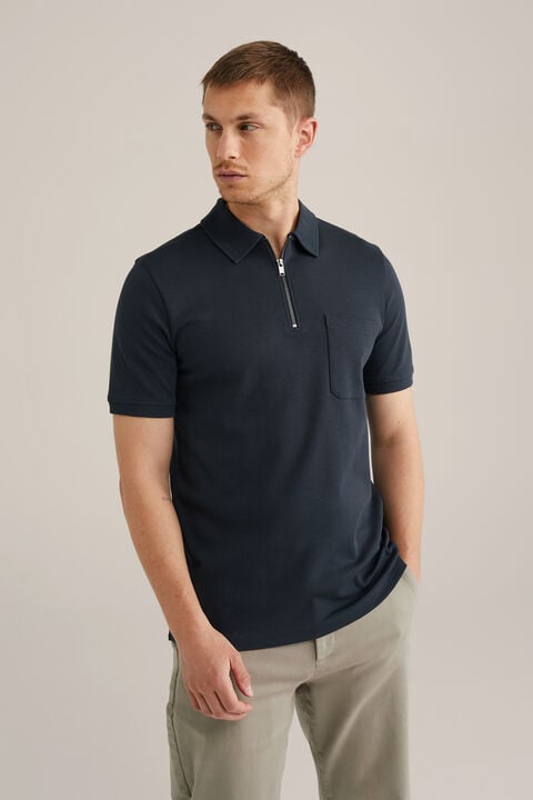 we fashion poloshirt met rits Donkerblauw