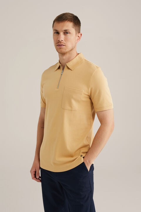 we fashion poloshirt met rits Mosterdgeel