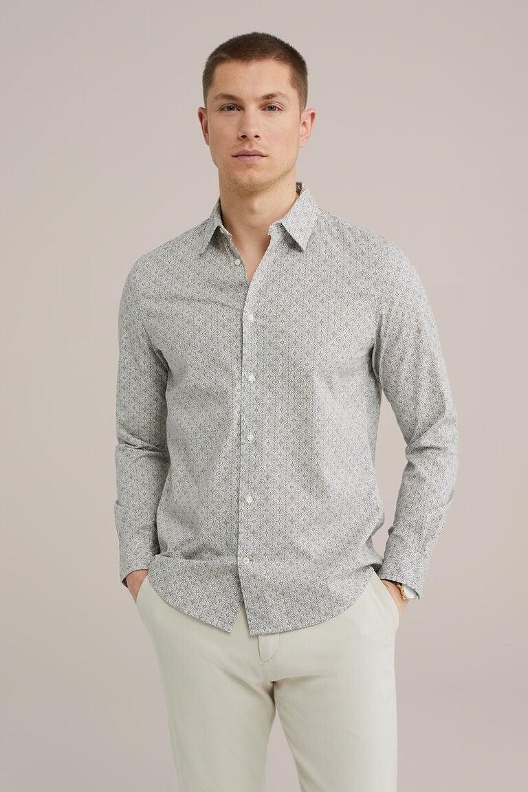 We Fashion Poplin Overhemd Met Dessin Gebroken Wit