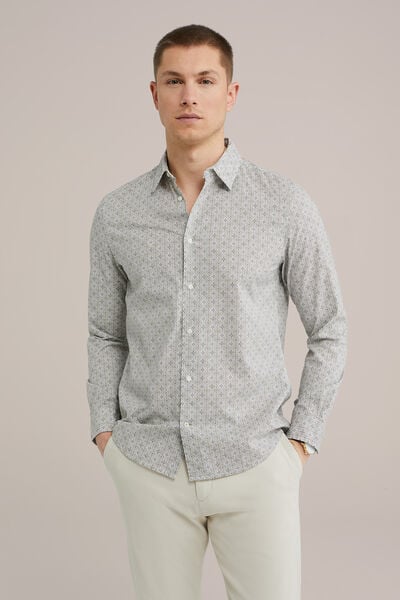We Fashion Poplin Overhemd Met Dessin Gebroken Wit