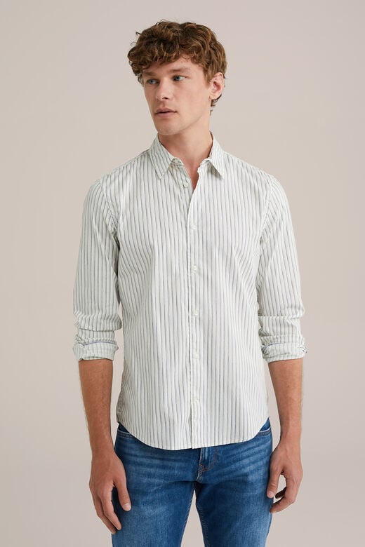 We Fashion Poplin Overhemd Met Dessin Wit