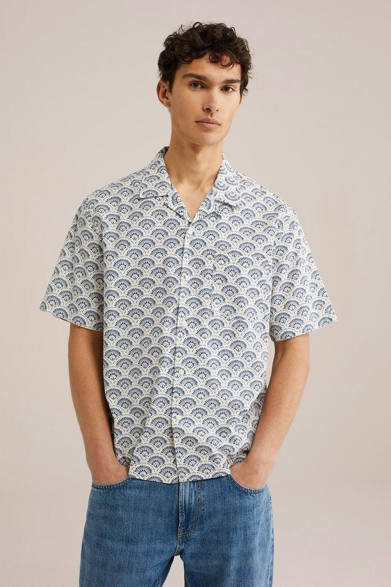 We Fashion Poplin Overhemd Met Stretch Donkerblauw