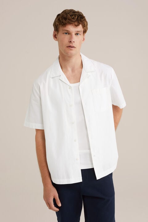 we fashion poplin overhemd met stretch Wit