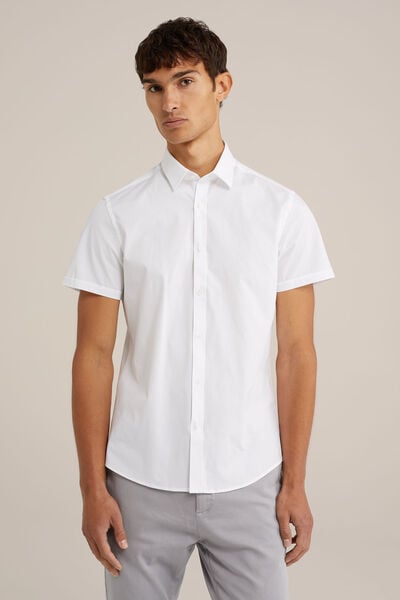 We Fashion Poplin Overhemd Met Stretch Wit