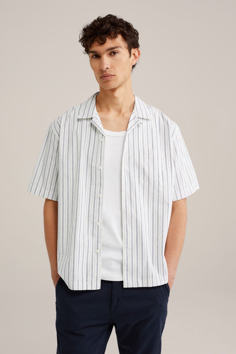 We Fashion Poplin Overhemd Met Stretch Zwart