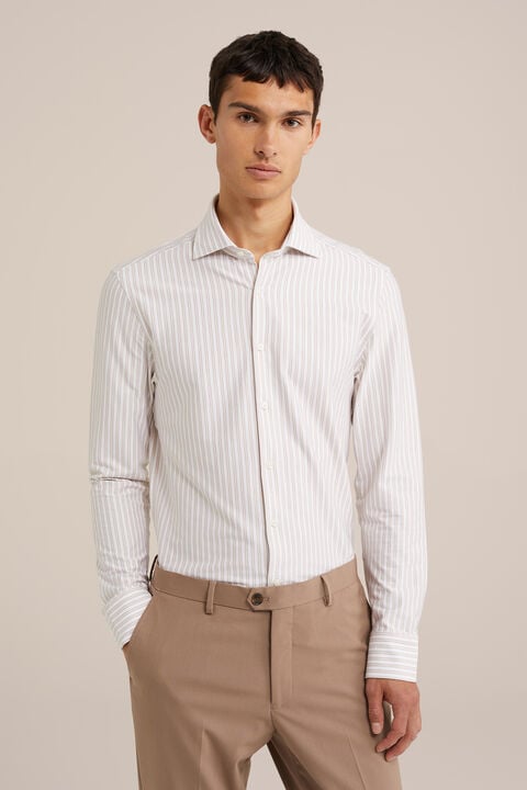 We Fashion Premium Easy-care Jersey Overhemd Beige