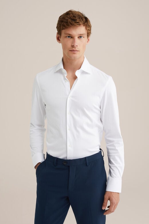 We Fashion Premium Easy-care Jersey Overhemd Wit