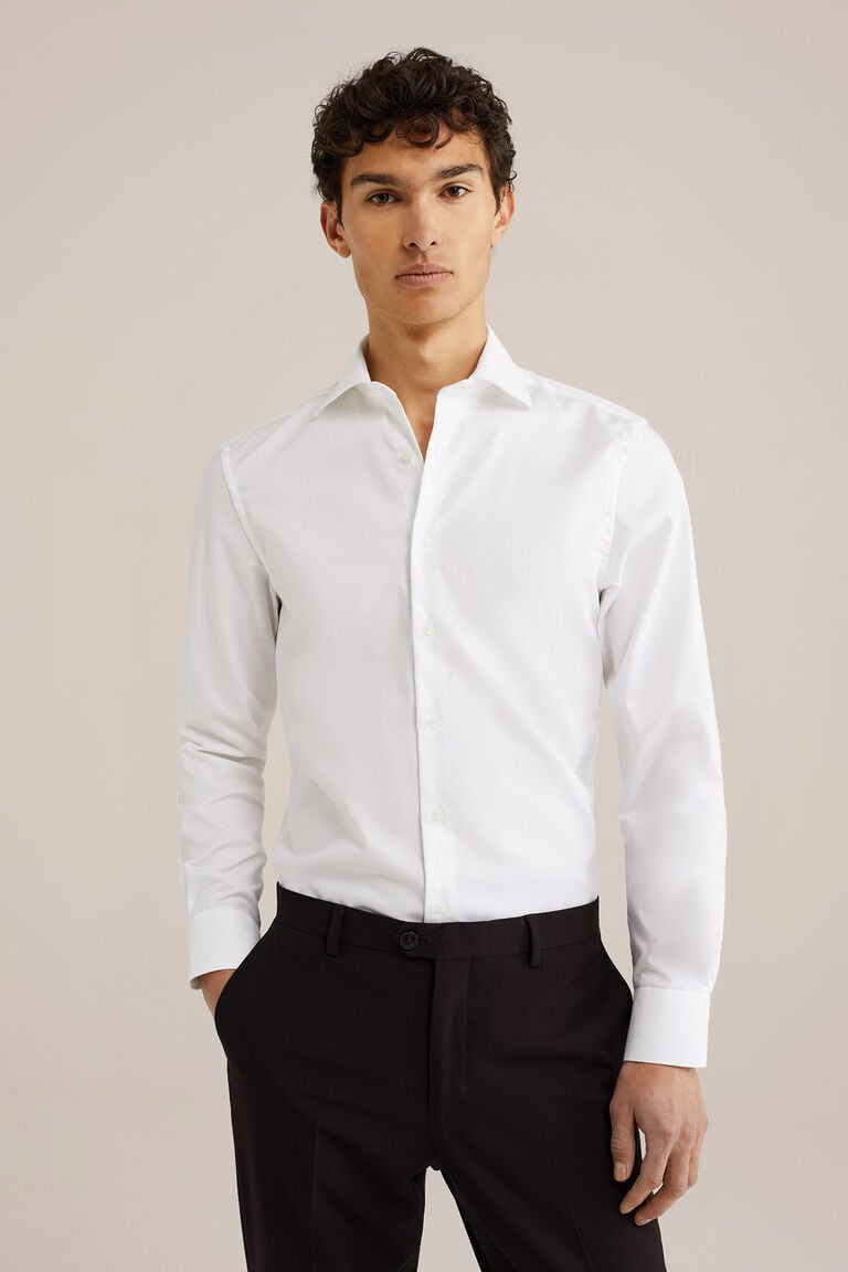 We Fashion Premium Katoenen Geweven Overhemd Wit