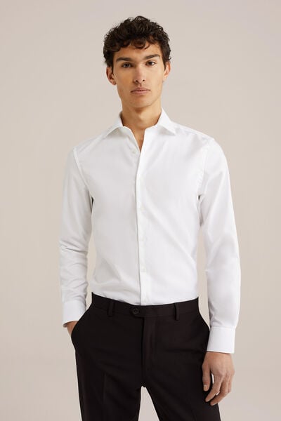 We Fashion Premium Katoenen Geweven Overhemd Wit