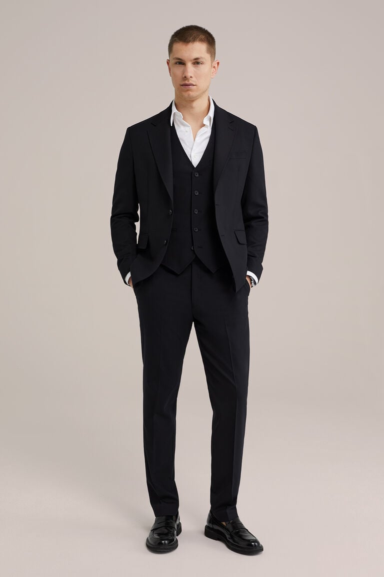 We Fashion Premium Slim Fit Gilet Van Wolmix Zwart