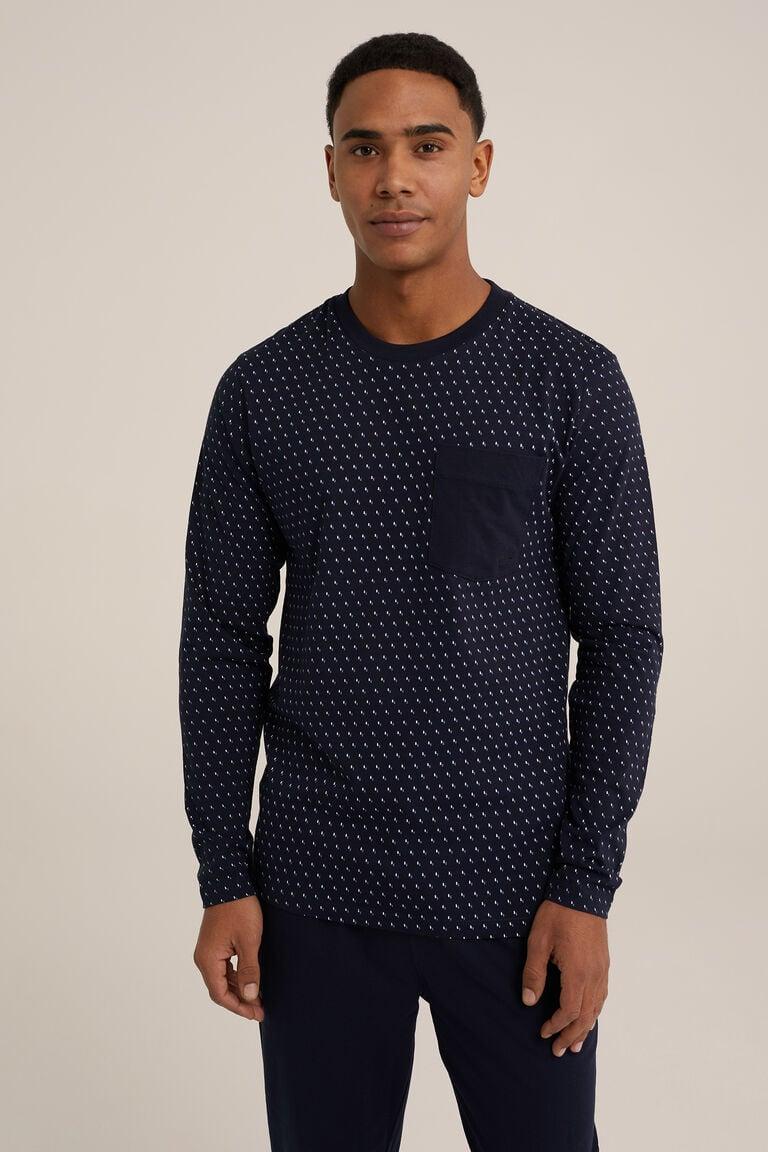 We Fashion Pyjamashirt Met Dessin Donkerblauw