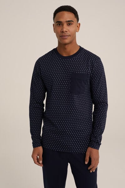 We Fashion Pyjamashirt Met Dessin Donkerblauw