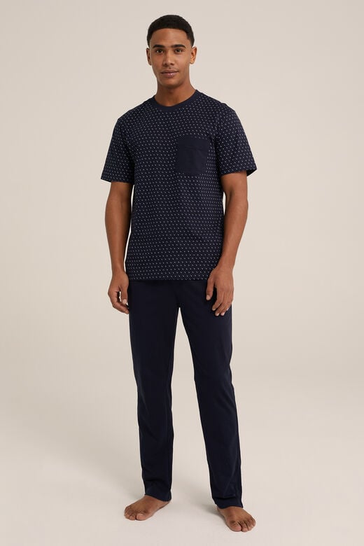 We Fashion Pyjamashirt Met Dessin Donkerblauw