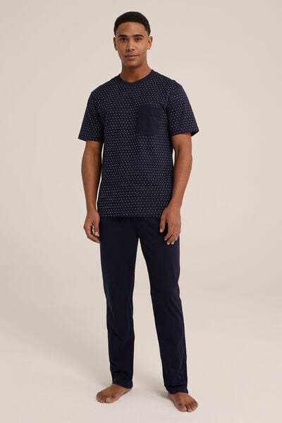 We Fashion Pyjamashirt Met Dessin Donkerblauw