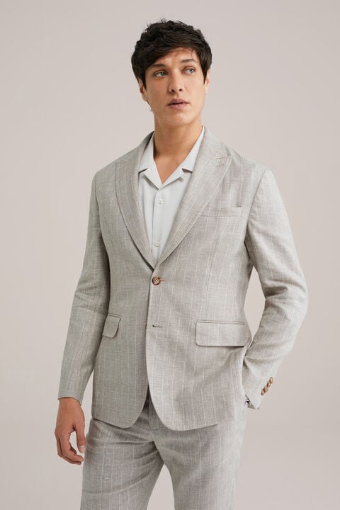 We Fashion Regular Fit Blazer Van Linnenmix Beige