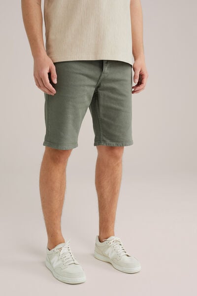 We Fashion Regular Fit Denim Short Donkergroen