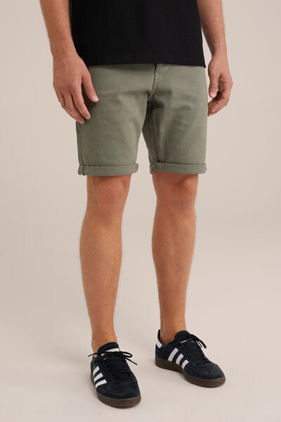 We Fashion Regular Fit Denim Short Grijsgroen