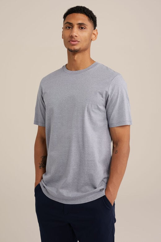 We Fashion Regular Fit Gemêleerd T-shirt Blauw