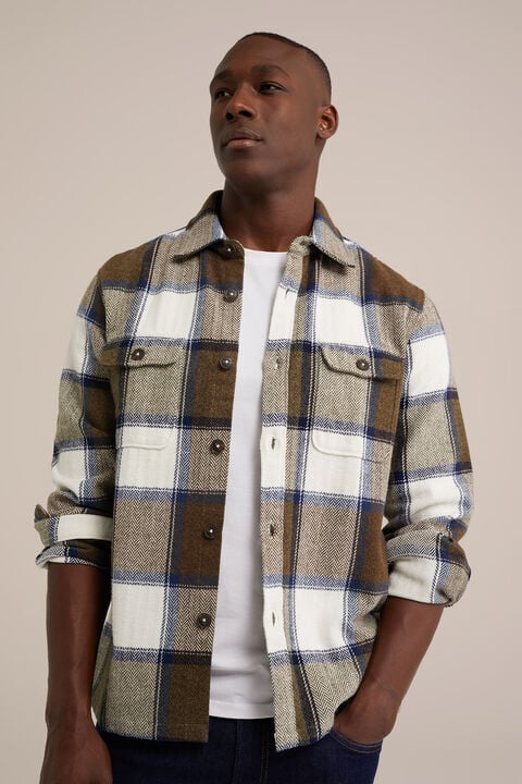 We Fashion Regular Fit Overshirt Met Ruit Mosgroen