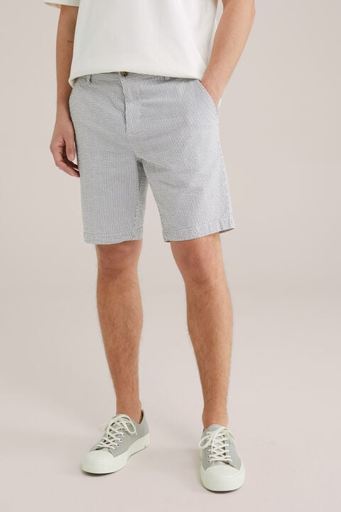 we fashion Regular fit short van seersucker Blauw