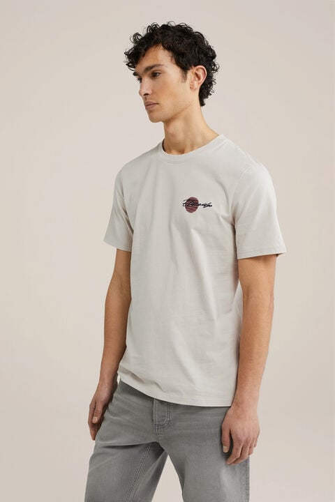 We Fashion Regular Fit T-shirt Met Opdruk Beige