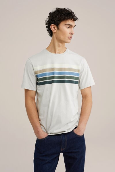 We Fashion Regular Fit T-shirt Met Opdruk Beige