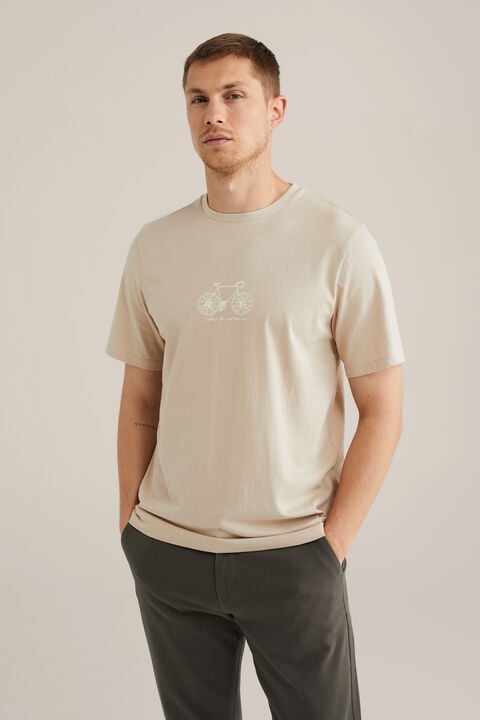 we fashion Regular fit T-shirt met opdruk Beige