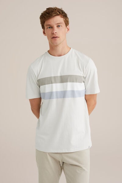 We Fashion Regular Fit T-shirt Met Opdruk Ecru