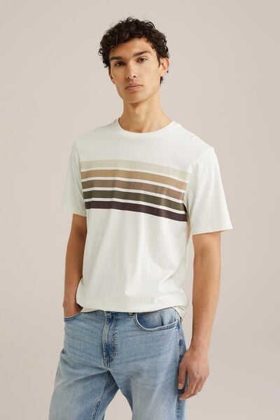 We Fashion Regular Fit T-shirt Met Opdruk Ecru