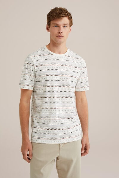 We Fashion Regular Fit T-shirt Met Print Ecru