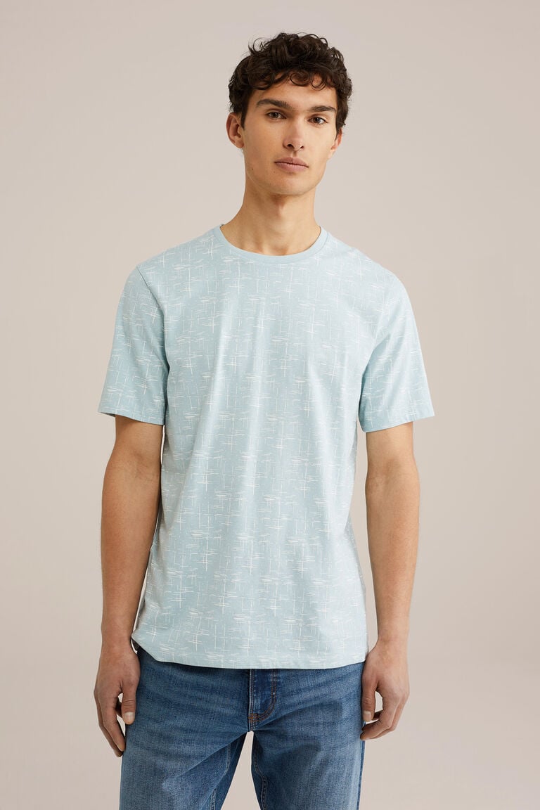 We Fashion Regular Fit T-shirt Met Print IJsblauw