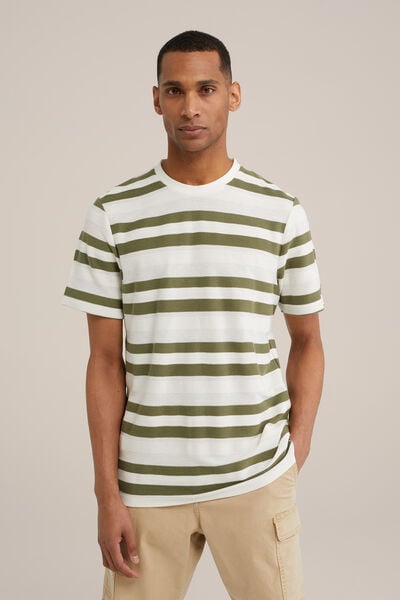 We Fashion Regular Fit T-shirt Met Streep Mosgroen