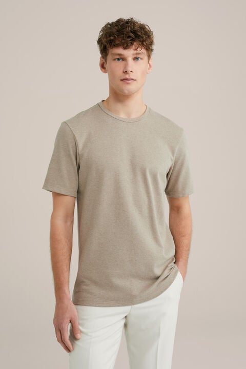 we fashion Regular fit T-shirt met structuur Beige