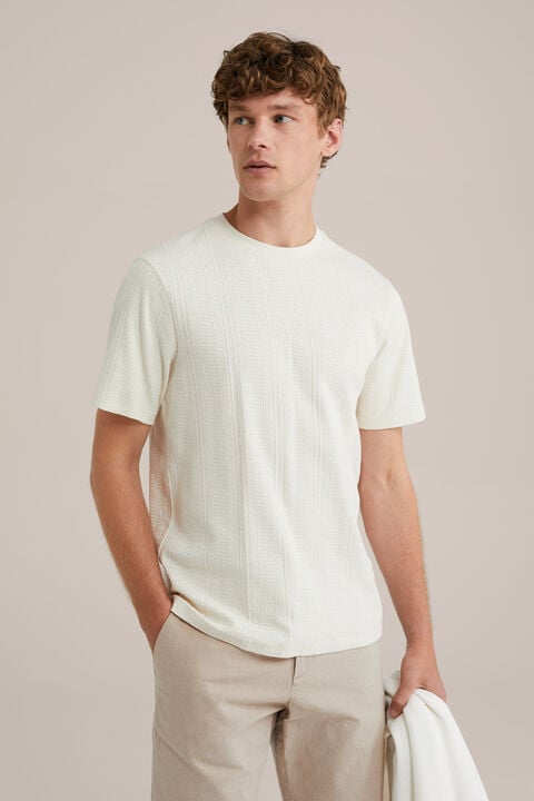 we fashion Regular fit T-shirt met structuur Beige