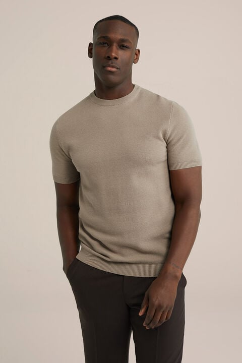 we fashion Regular fit T-shirt met structuur Beige