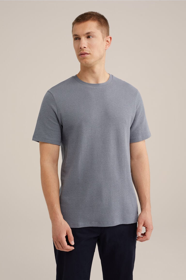 We Fashion Regular Fit T-shirt Met Structuur Blauw