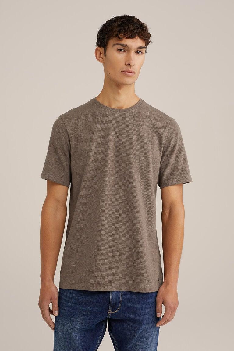 We Fashion Regular Fit T-shirt Met Structuur Bruin