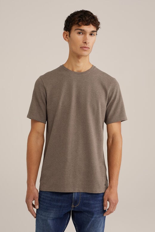 We Fashion Regular Fit T-shirt Met Structuur Bruin