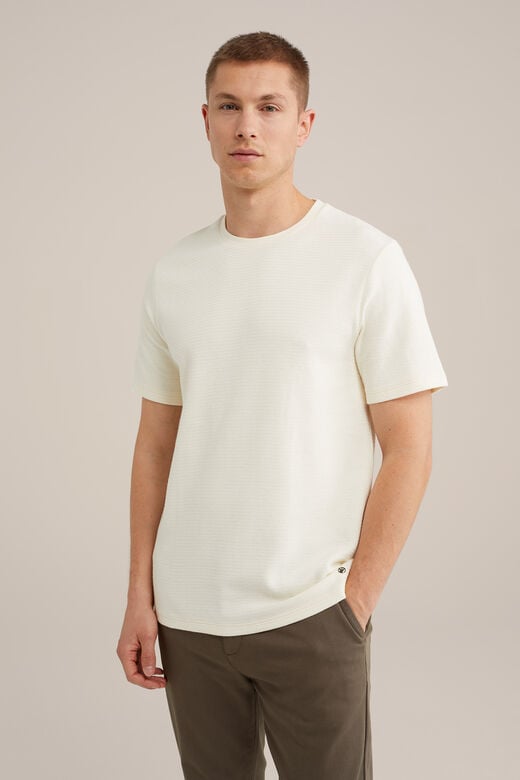 We Fashion Regular Fit T-shirt Met Structuur Ecru