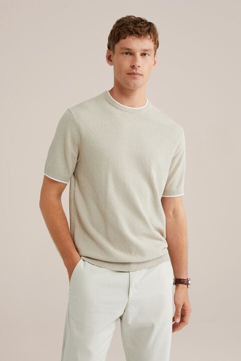 we fashion Regular fit T-shirt van badstof Beige