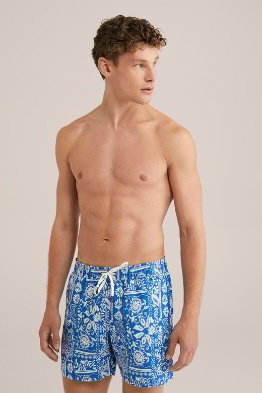 We Fashion Regular Fit Zwembroek Met Print Blauw