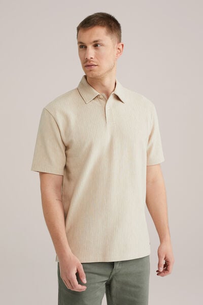 We Fashion Relaxed Fit Polo Met Structuur Beige