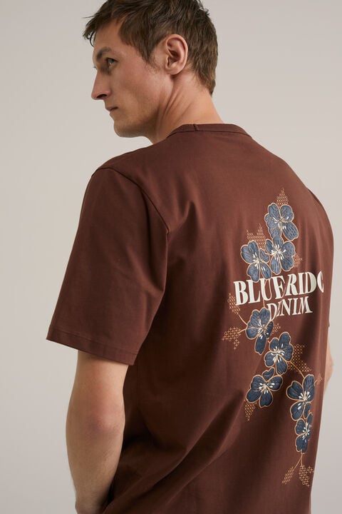 we fashion Relaxed fit T-shirt met opdruk Bruin