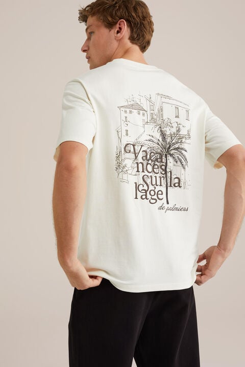 we fashion relaxed fit T-shirt met opdruk Ecru