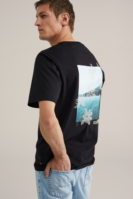 We Fashion Relaxed Fit T-shirt Met Opdruk Zwart