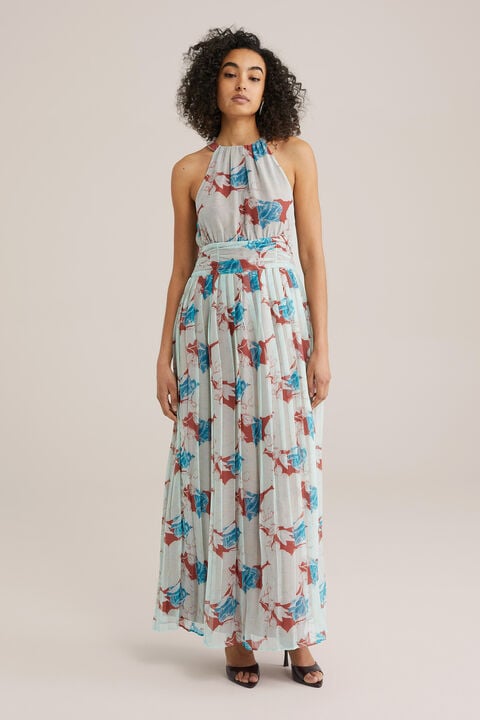 we fashion Robe longue femme à motif Bleu eclair